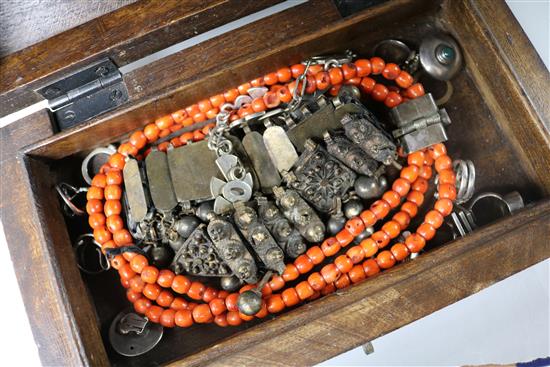 Two boxes of silver and ethnic jewellery.